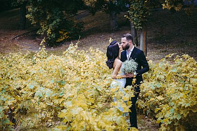 Séance photo de couple dans les vignes