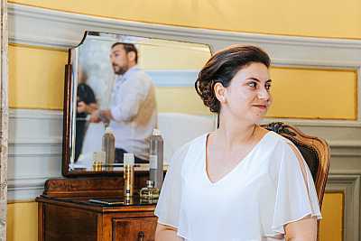 La mariée et son coiffeur