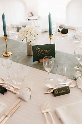 Décoration des tables au manoir des Foulons
