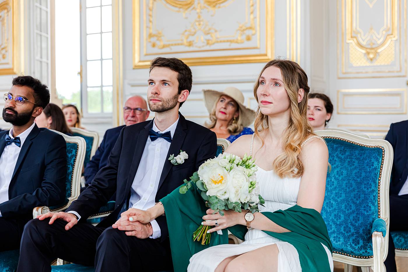 Portrait des mariés durant la cérémonie civile à Versailles