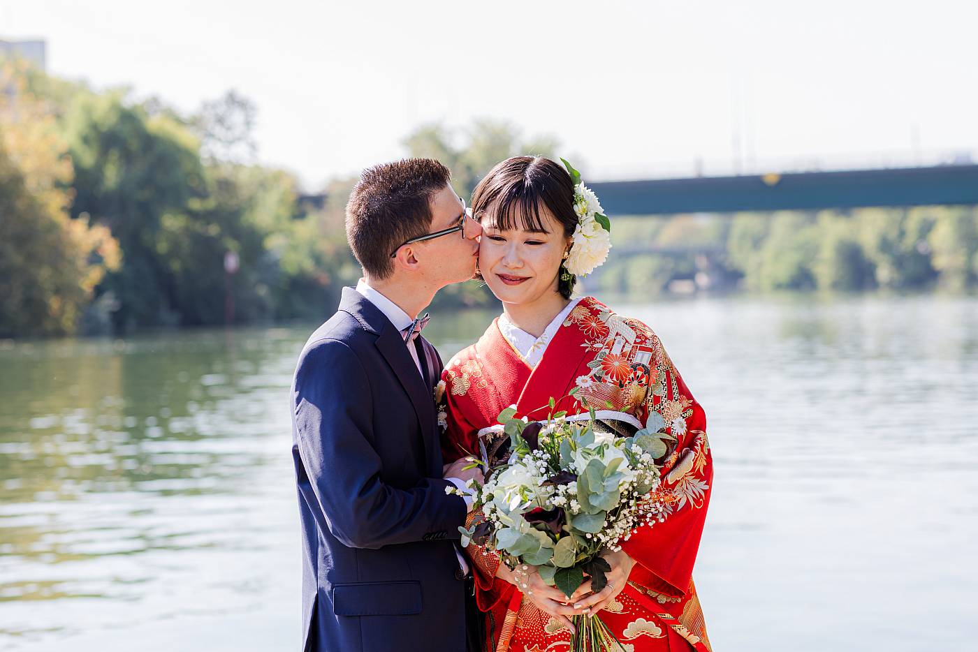 Les mariés en bord de Seine à Chatou, sur l'île des impressionnistes