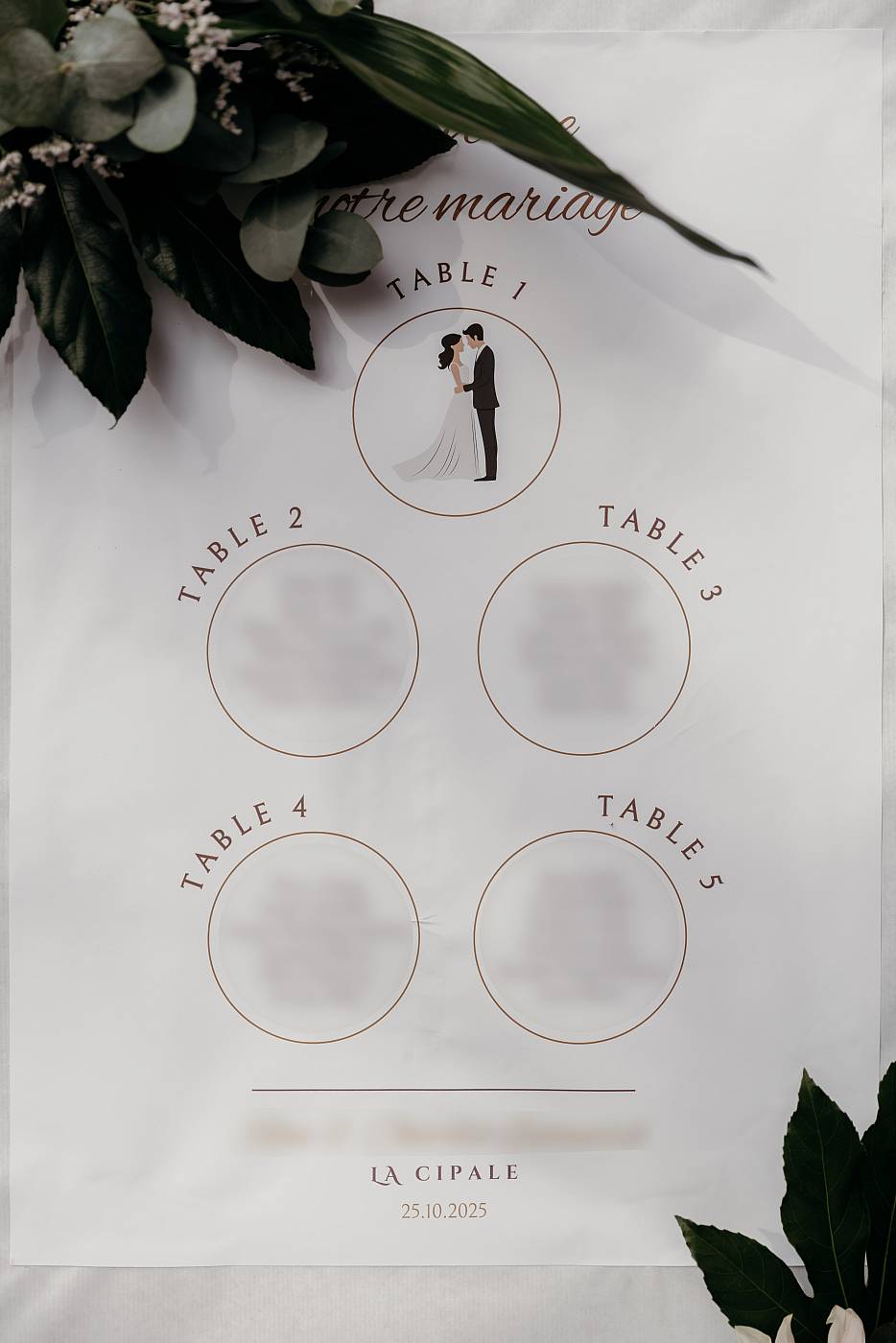 Plan des tables de mariage