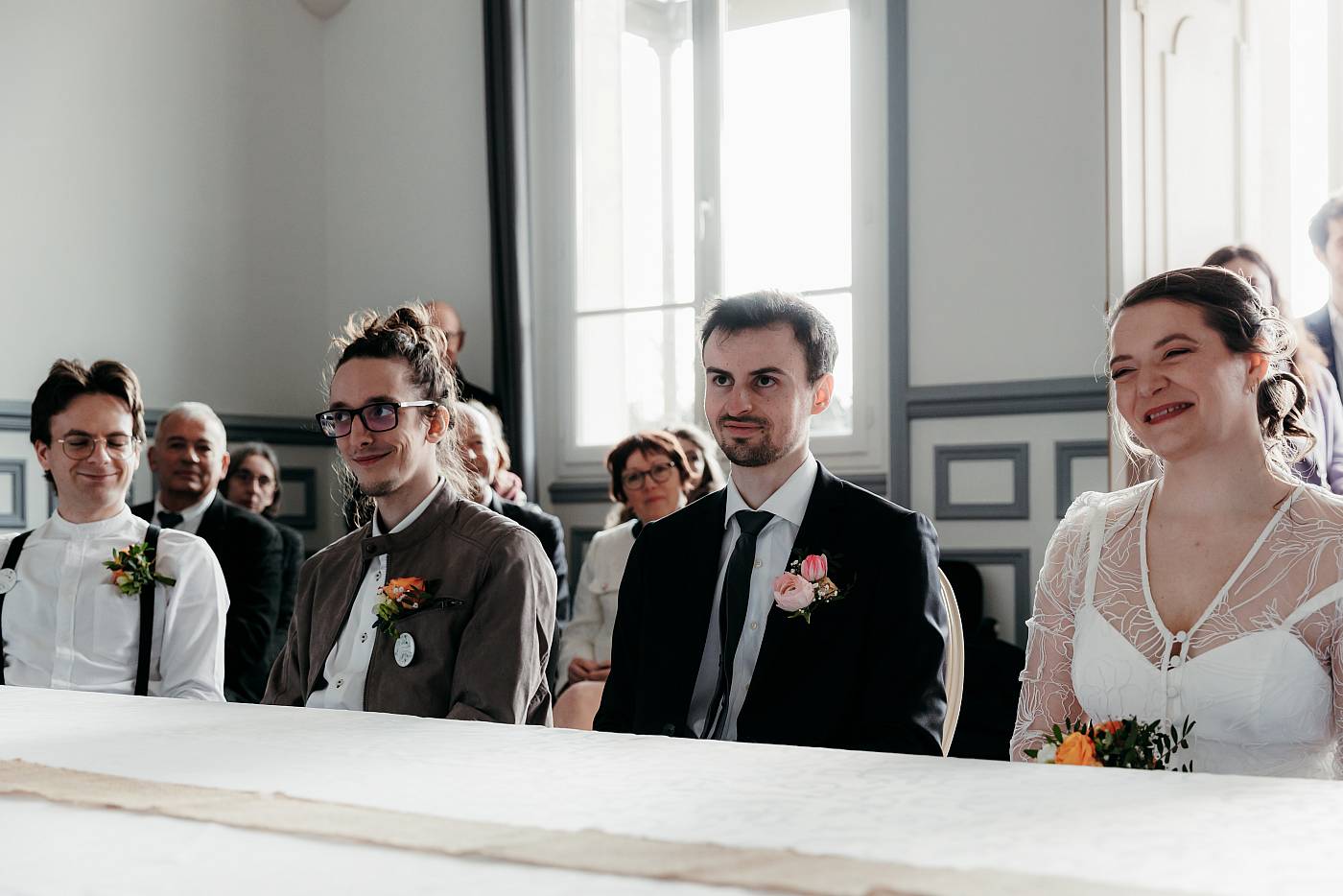 Les mariés et leurs témoins