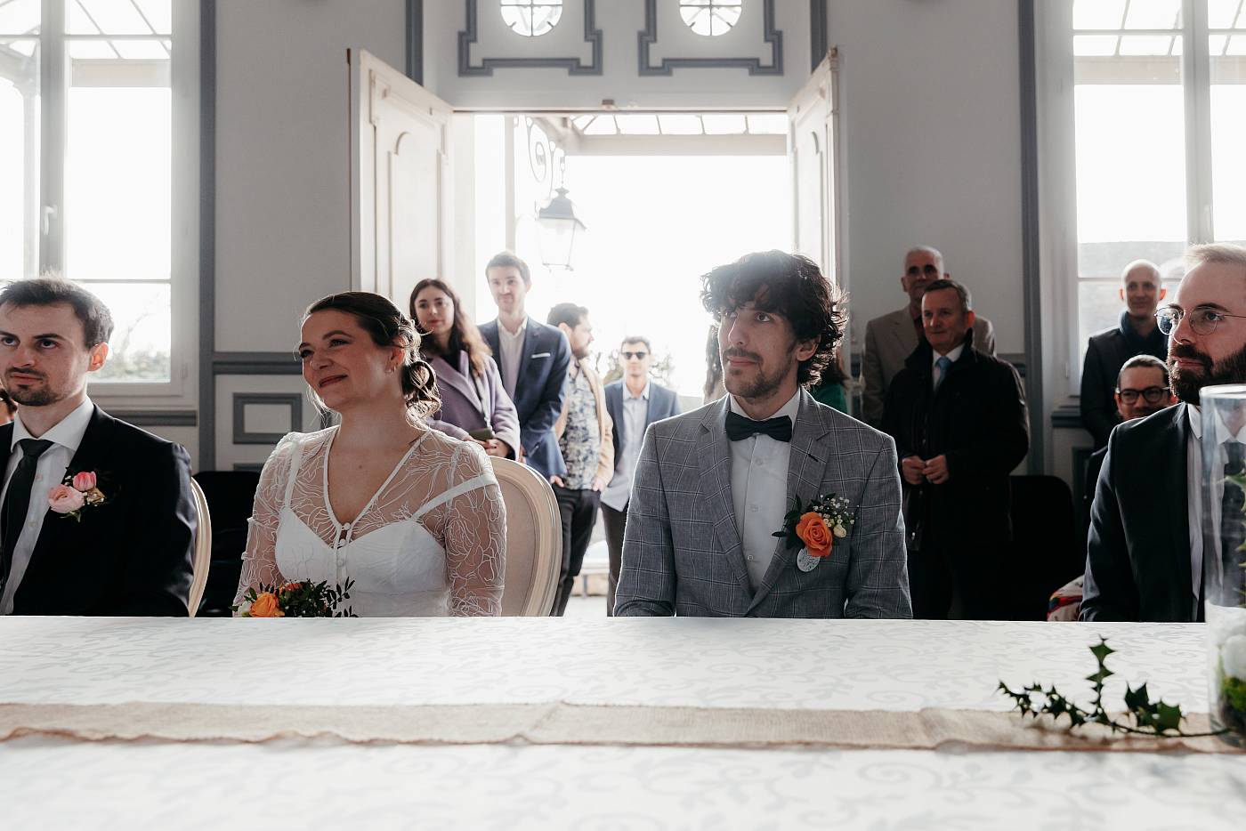 Les mariés et leurs témoins à la mairie de Chartrettes